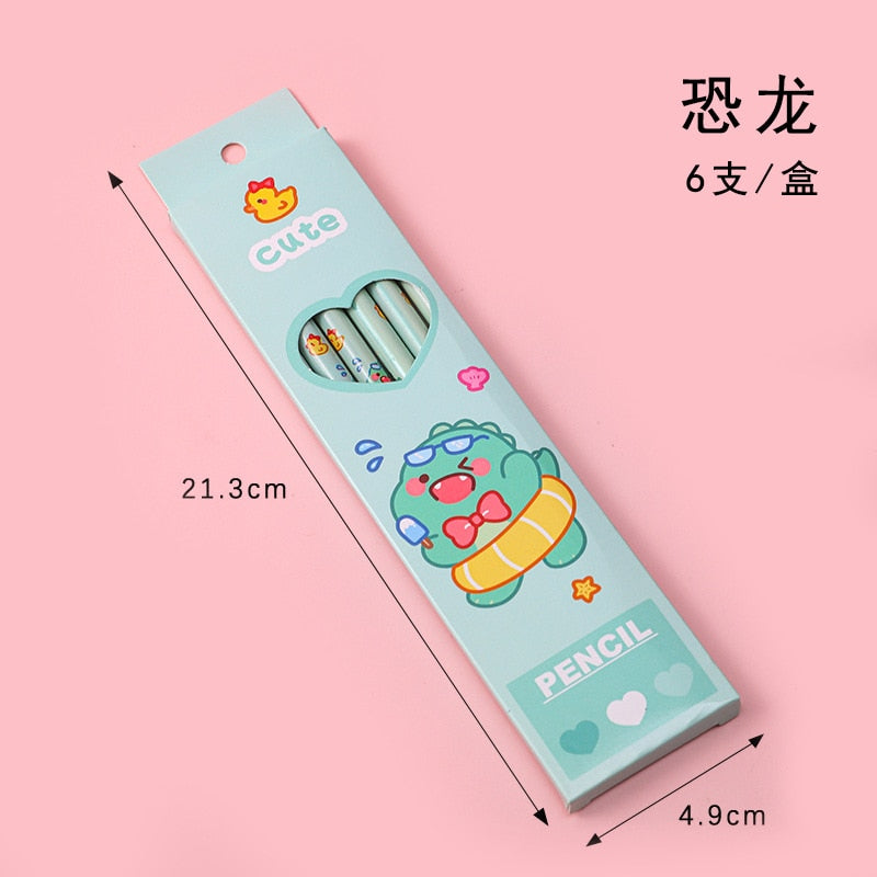 6 Pcs/Set Sweetheart Cute Pencil Children HB Painting Sketch Pen Primary School Students Writing Exam Stationery Supplies Gifts 1
