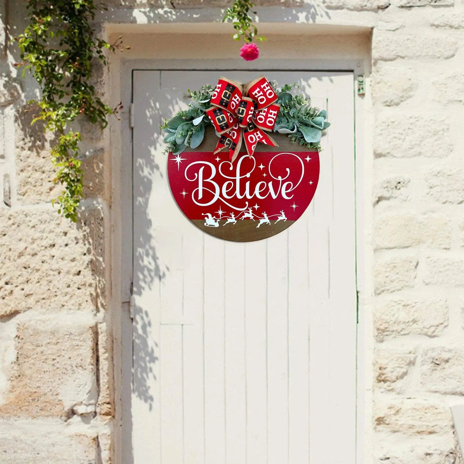 Christmas Decorations Wooden Welcome Sign Pendant Christmas Door Hanging Decoration Home Window Window Sign Plaque Decor