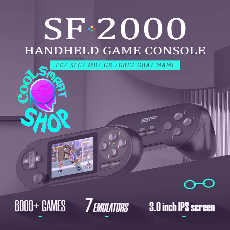 SF2000 3 Inch Screen Handheld Game Console Player Portable Game Player Built-in 6000 Games For Support AV Output