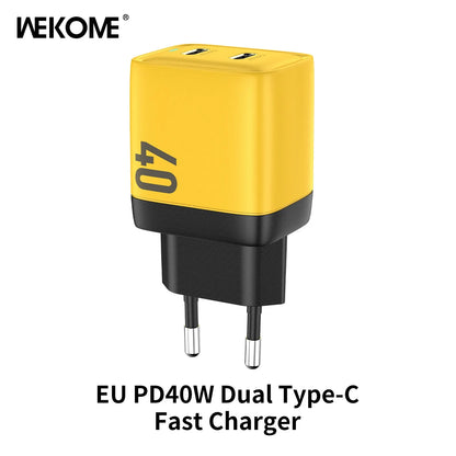 WEKOME GaN 40W/67W/100W Type C Charger Portable USB Charger Adapter QC4.0 PD PPS Fast Charging for iPhone Samsung Xiaomi Macbook EU Yellow