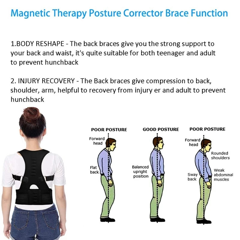 Magnetic therapy posture corrector brace supporter shoulder back support belt menwomen braces and support belt shoulder posture