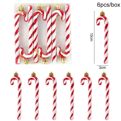 6pcs Christmas Lollipop Candy Cane Pendant Xmas Tree Hanging Ball Ornaments Christmas Decorations for Home 2024 New Year Gift Set7