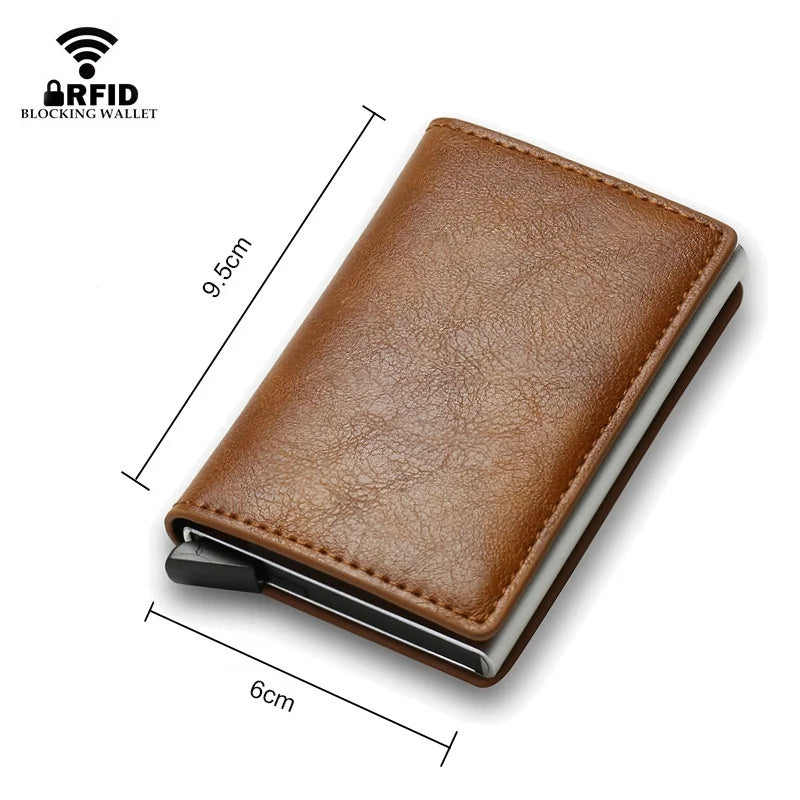 Credit Card Holder Men Wallet RFID Blocking Protected Aluminium Box PU leather Wallets with Money Clip Designer pasjeshouder