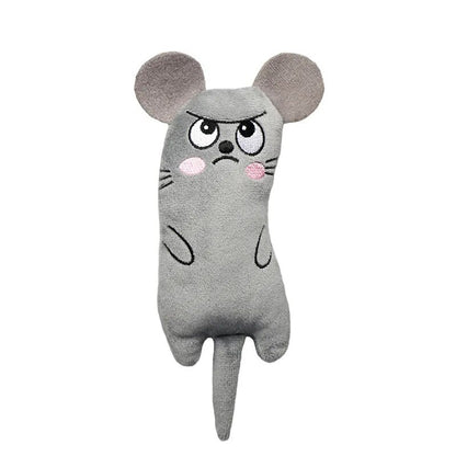 Teeth Grinding Catnip Toys Interactive Plush Cat Toy Mouse Shape Chewing Claws Thumb Bite Cat Mint For Cats Funny Little Pillow gray