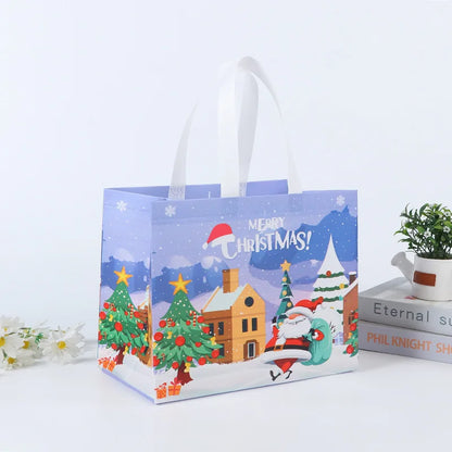 Merry Christmas Gift Bags Non-woven Santa Claus Snowman Handbag Xmas Holiday Party Supplies 2024 New Year Candy Gift Packaging 9