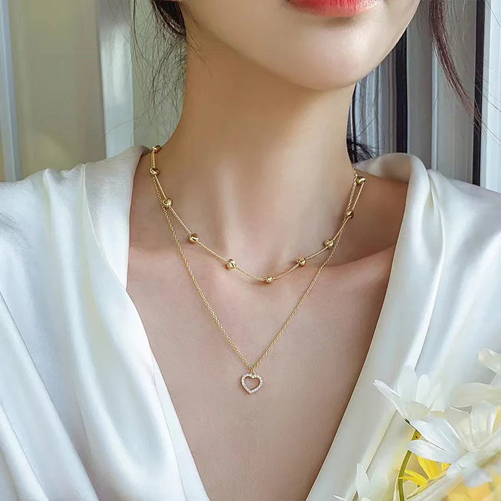 New Beads Women's Neck Chain Kpop Pearl Choker Necklace Gold Color Goth Chocker Jewelry On The Neck Pendant 2021 Collar For Girl 7