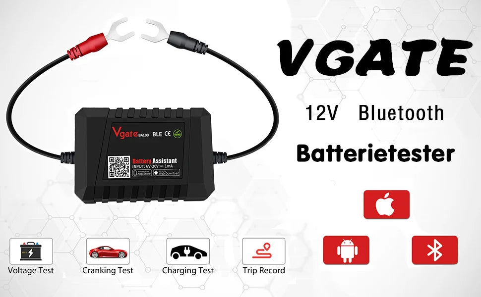 New Vgate BA100 Car Battery Tester Battery Assistant BlueTooth 4.0 Wireless Diagnositic Analyzer Monitor for Android & iOS