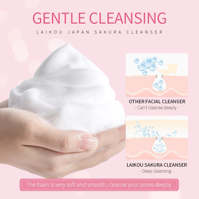 Sakura Cleanser Rich Foam Deep Clean Remove Grease Improve Oily Face Wash Cream Gentle Moisturizing Remove Blackhead Cleanser