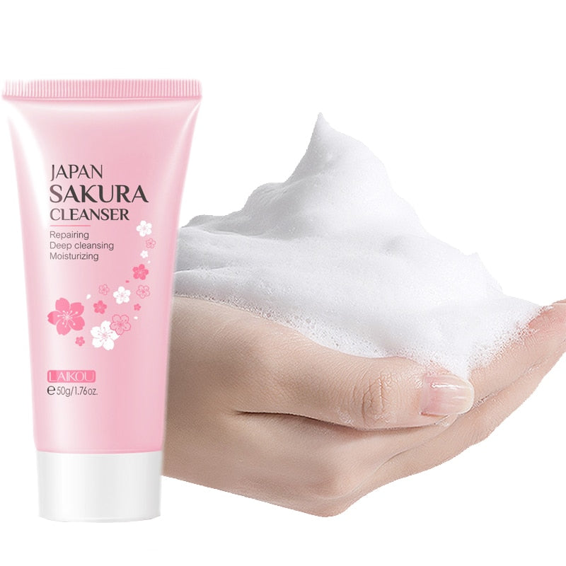 Sakura Cleanser Rich Foam Deep Clean Remove Grease Improve Oily Face Wash Cream Gentle Moisturizing Remove Blackhead Cleanser