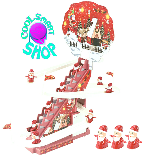 Santa Claus Automatic Climbing Ladder Electric Christmas Rail Slide Educational Music Toys Kids Gift Christmas Decor Ornaments