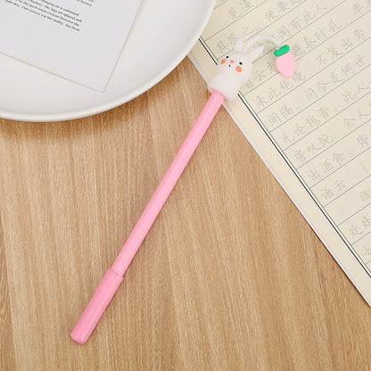 Novelty Rabbit Cat Hamster Pig Animal Gel Pen 0.5mm Ink Cute Kawaii Cartoon Pens for Writing Exam Signing School Supplies Gift Pink rabbit Black