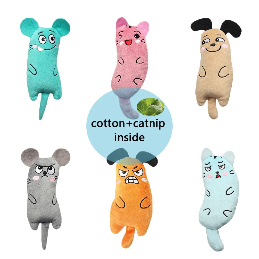 Teeth Grinding Catnip Toys Interactive Plush Cat Toy Mouse Shape Chewing Claws Thumb Bite Cat Mint For Cats Funny Little Pillow