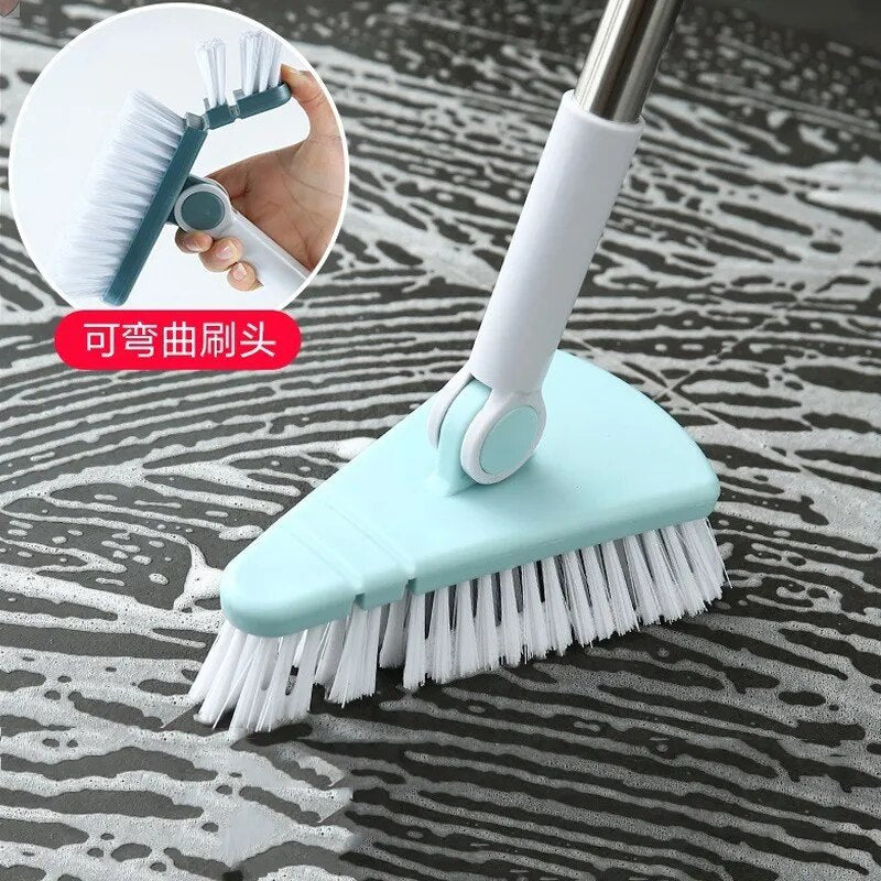 Floor Scrub Brush Shower Scrubber Cleaning Bath Tub And Tile Scrubber Brush Long Handle Detachable Stiff Bristles For Cleaning light blue