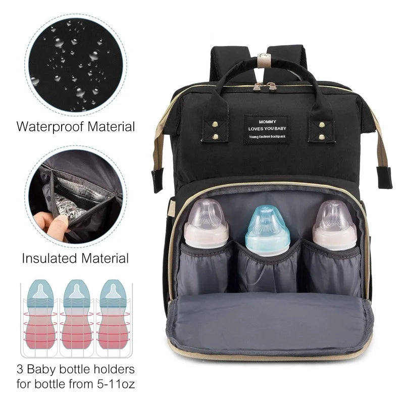 Foldable Baby Crib with Changing Pad Diaper Bag Backpack USB Interface Babies Bags Station pañaleras para