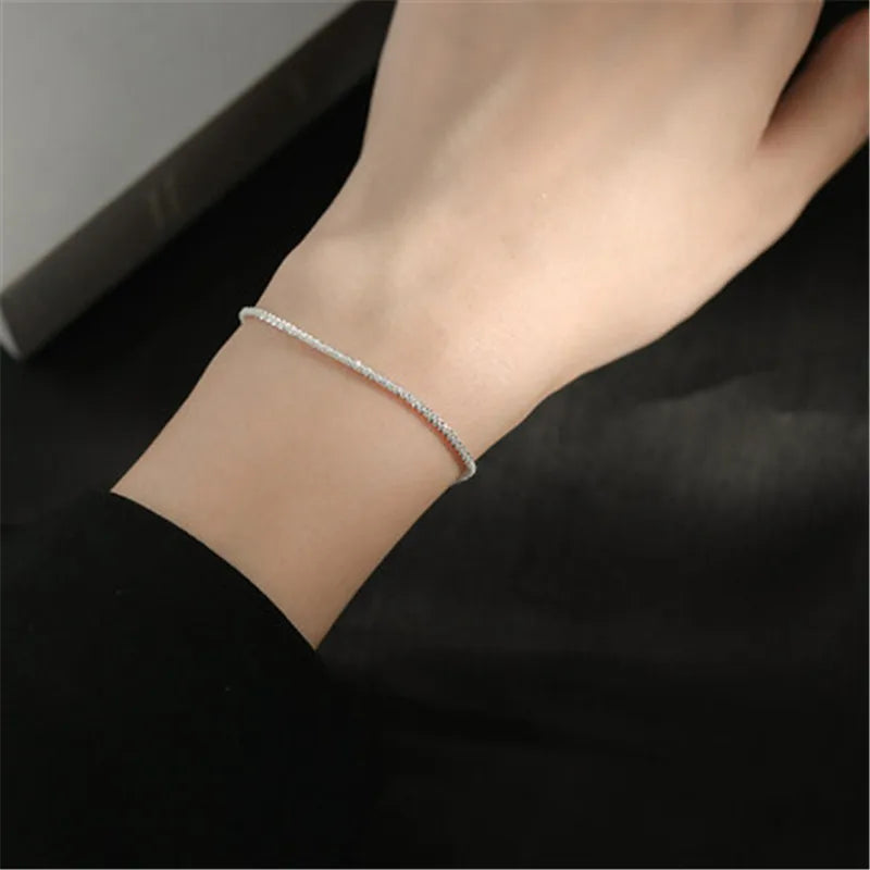 2022 Popular Silver Colour Sparkling Clavicle Chain Choker Necklace Collar For Women Fine Jewelry Wedding Party Birthday Gift Bracelet