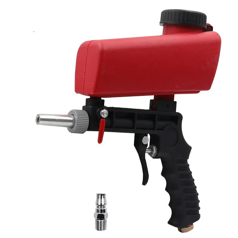 1Pcs Adjustable Sandblasting Gun 90psi Portable Sand Blaster Sand Blasting Machine Gravity Small Handheld Pneumatic Blasting Gun Red