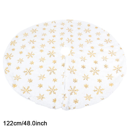 Silver Snowflake Christmas Tree Skirt White Plush Xmas Tree Base Cover Carpet Christmas Decorations For Home Natal New Year 2023 122cm gold