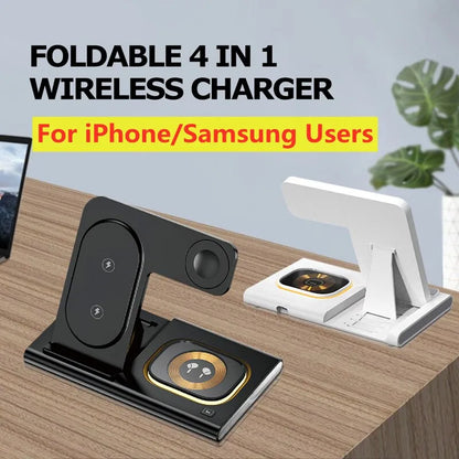 3 in 1 Wireless Charger Stand Pad For iPhone 15 14 13 12 Samsung S23 S22 Galaxy Watch 5 4 Active Buds Fast Charging Dock Station