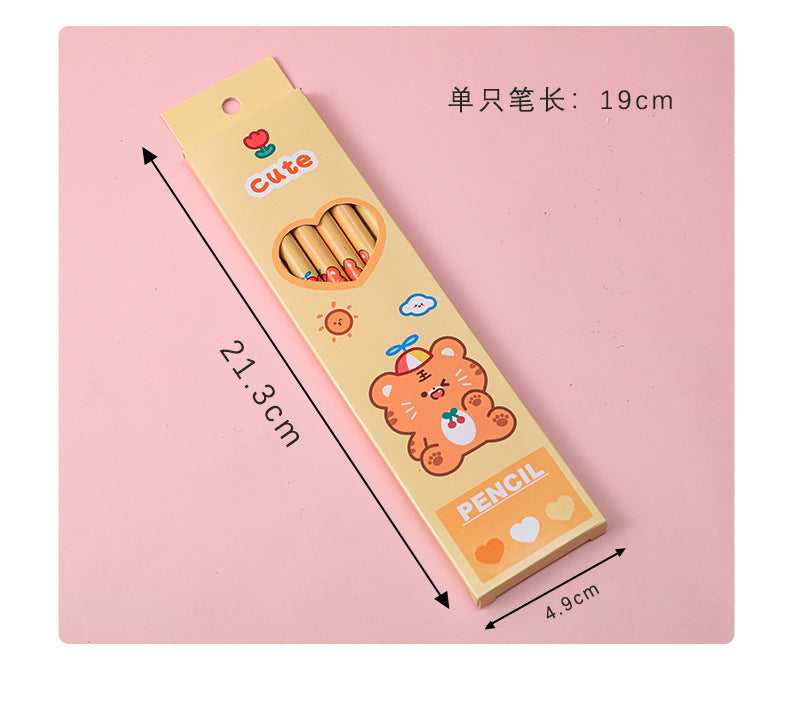 6 Pcs/Set Sweetheart Cute Pencil Children HB Painting Sketch Pen Primary School Students Writing Exam Stationery Supplies Gifts