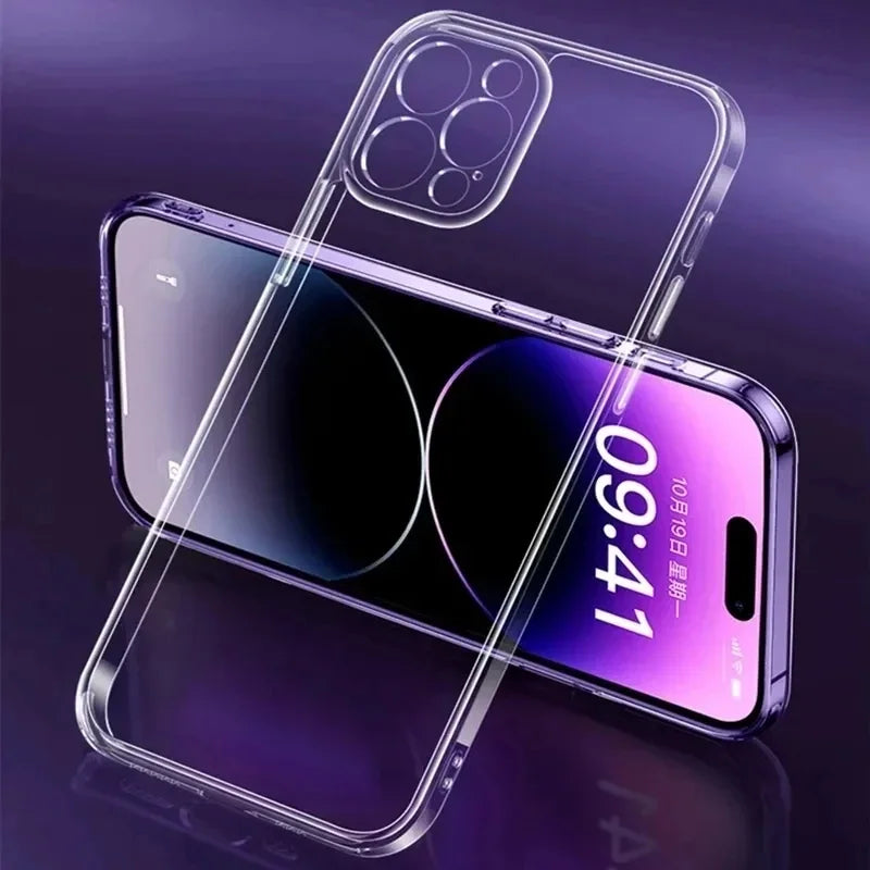 3-in-1 Tempered Glass For iPhone 15 11 12 13 14 Pro Max Mini 8 Plus Clear Phone Case For iPhone XS MAX X XR SE Screen Protectors