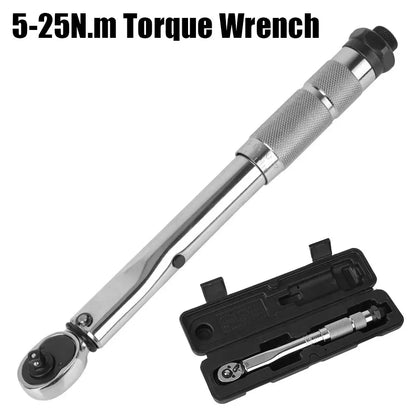 5-25N.m Micrometer Car Motorbike Disassembly Tool Professional Adjustable Torque Wrench 1/4'' Drive Spanner Hand Tool 3/8Adapter