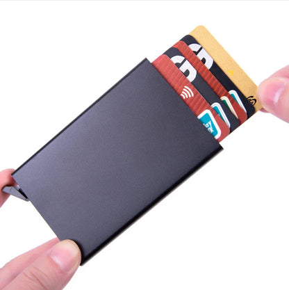 Anti-theft ID Credit Card Holder Simple Porte Carte Thin Aluminium Metal Wallets Pocket Case Bank Women Men Credit Card Box