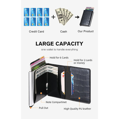 Credit Card Holder Men Woman Smart Wallet RFID Cardholder Carbon Fiber Leather Wallet Money Clip Purse Card Case