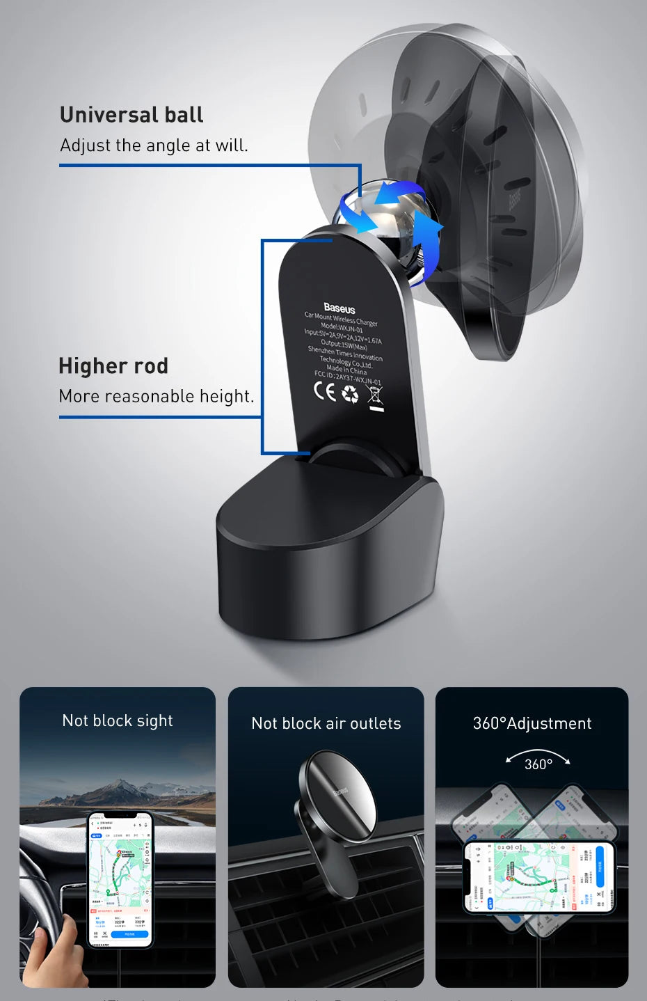 Baseus Magnetic Car Phone Holder Wireless Charger for Apple iPhone 14 13 12 11 Pro Max Wireless Charging Phone Holder Charger