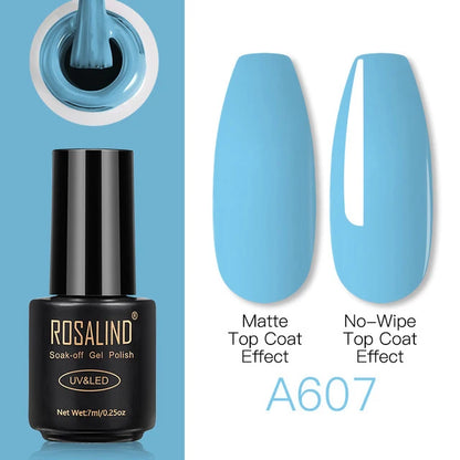 ROSALIND Gel Nail Polish Lamp All For Nails Art Manicure With Matt Base Top Coat Semi Permanant Gellak Nail Gel Polish Varnishes A607