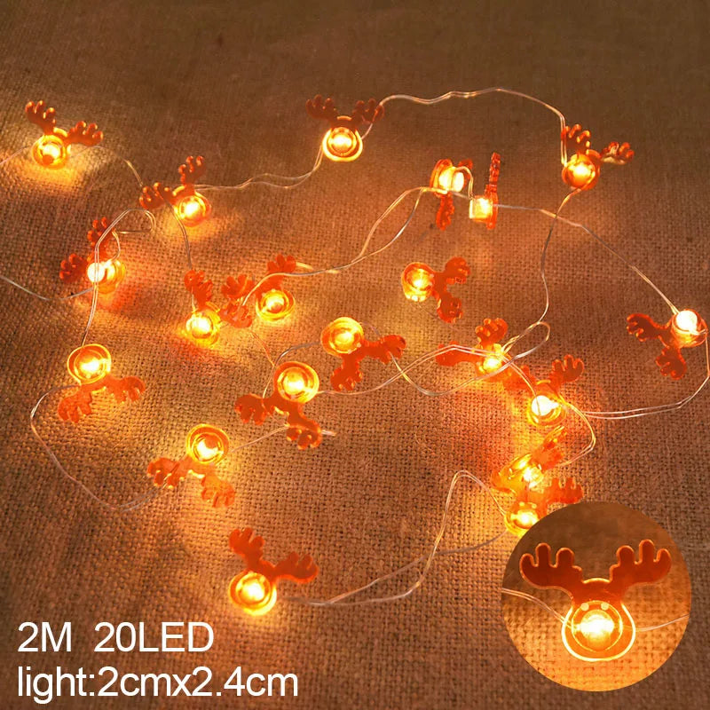 2M Snowman Santa Claus Snowflake LED String Light Garland Xmas Tree Christmas Decoration For Home Navidad Natal New Year Gift Elk