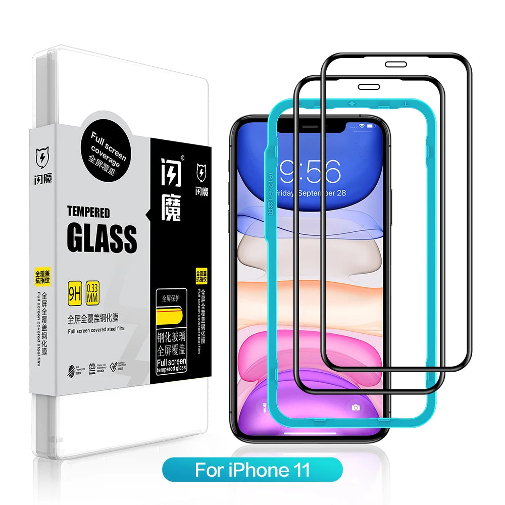 Screen Protector For iPhone 11 13 Pro Max 9H Tempered Glass Film for 12/12 mini/12 Pro Max XR Xs Max Clear Full Cover 2pcs For iPhone 11
