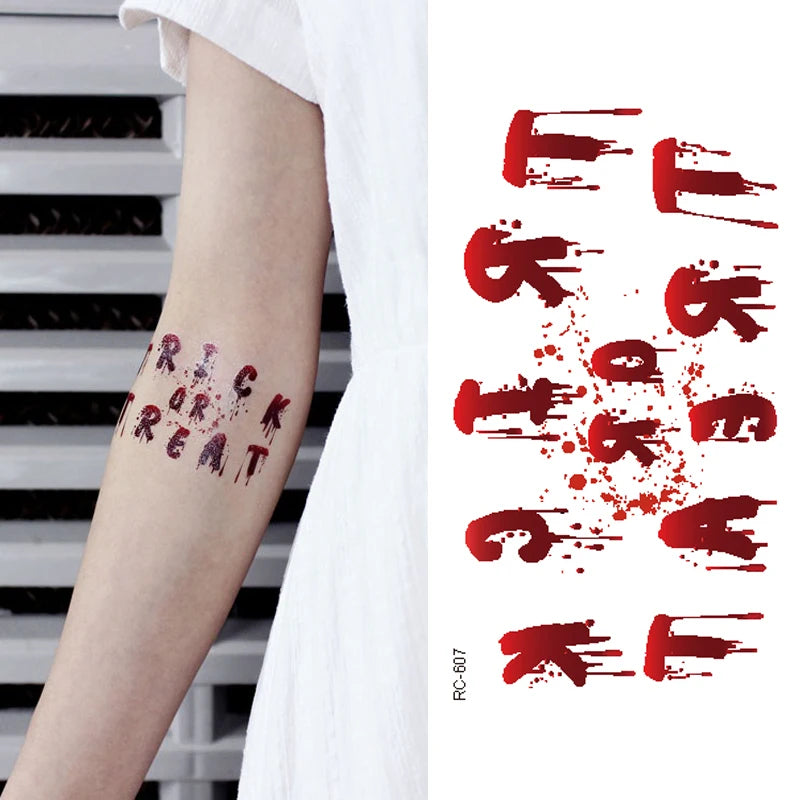 Halloween Waterproof Temporary Tattoos Paper For Men Women Boy Scar Wound Realistic Blood Injury Fash Tattoo Sticker RC-607