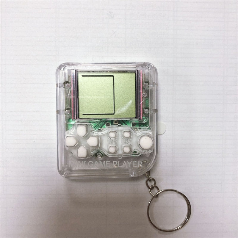 Pocket Mini Classic Game Machine Keychain Children's Handheld Retro Nostalgic Game Console With Keyring Video Game 26 Games Gift White