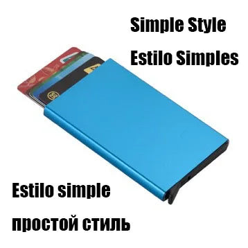 ID Credit Bank Card Holder Wallet Luxury Brand Men Anti Rfid Blocking Protected Magic Leather Slim Mini Small Money Wallets Case Simple Version Blue