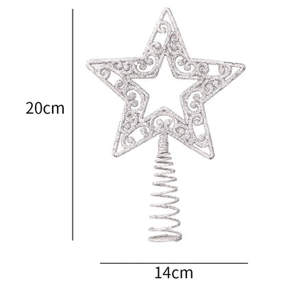 Snowflake Christmas Tree Topper Glitter Hollow Gold Star Xmas Tree Ornaments Christmas Decorations For Home 2023 Xmas New Year