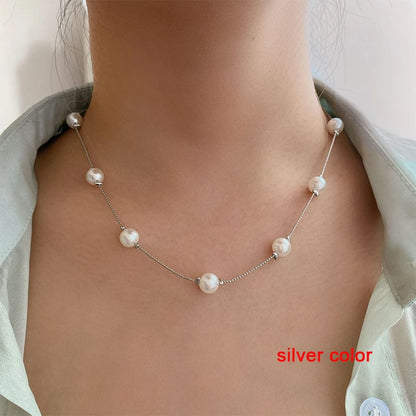 2022 Popular Silver Colour Sparkling Clavicle Chain Choker Necklace Collar For Women Fine Jewelry Wedding Party Birthday Gift 77486