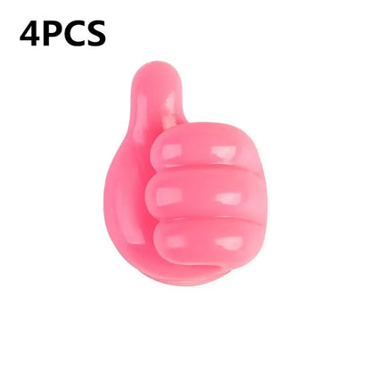 Multifunctional Cable Organizer Clip Holder Thumb Hooks Wire Wall Hooks Hanger Storage Cable Holder For Earphone Mouse Car Home 4PCS Pink