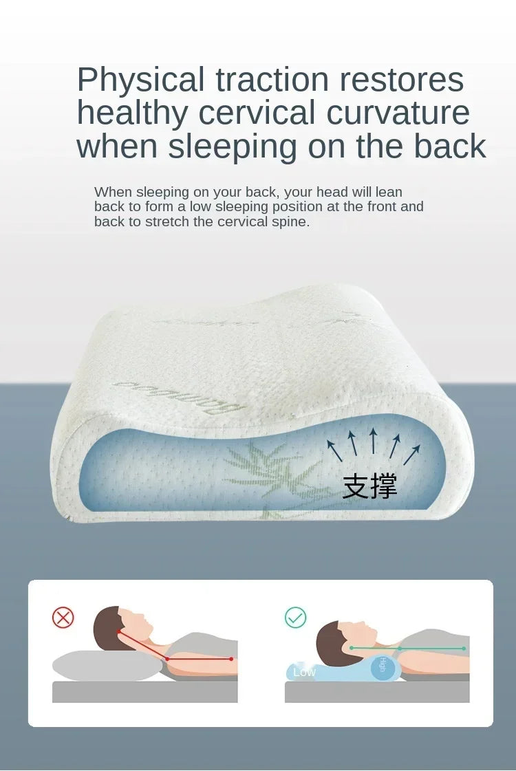 50*30cm Bamboo Fiber Pillow Slow Rebound Health Care Memory Foam Pillow Memory Foam Pillow Orthopedic Pillows Support NeckRelief