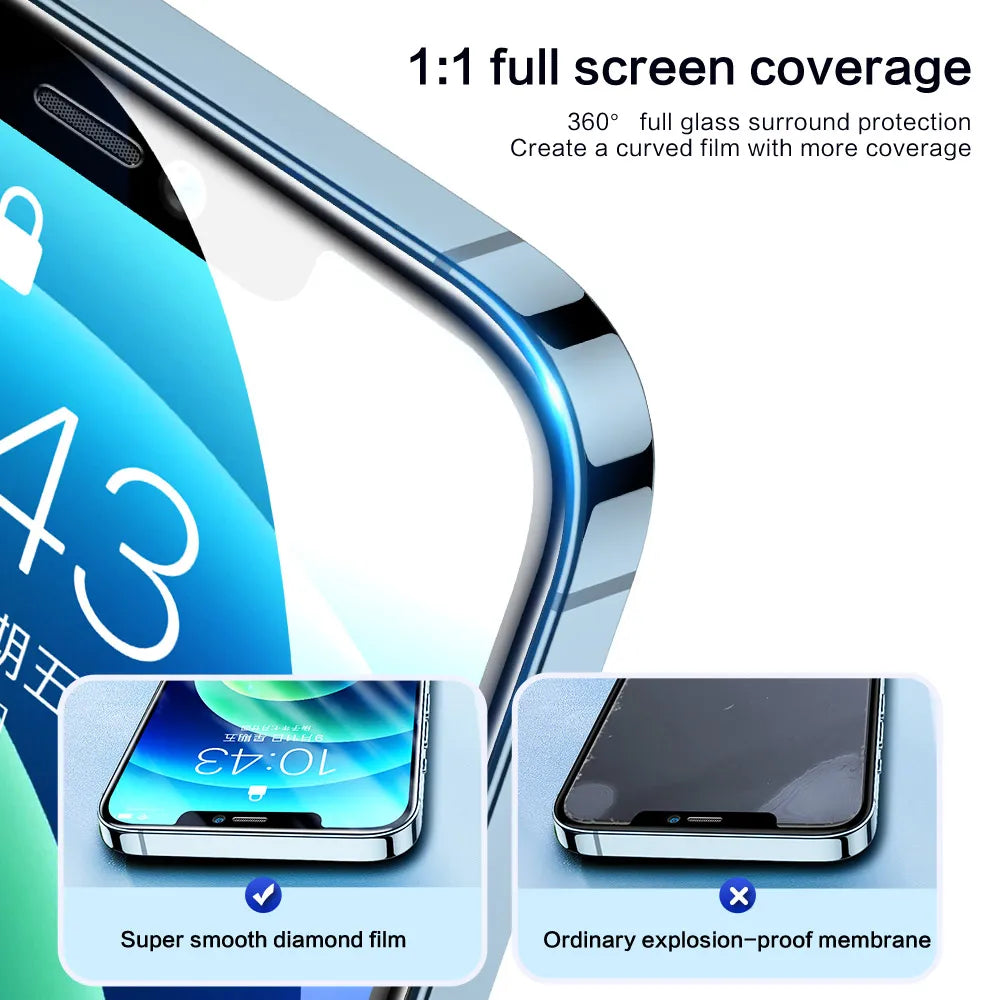 Diamond Screen Protectors For iPhone 14 13 12 Pro Max Glass For iPhone 13 12 mini Full Cover HD Anti Blue Ray