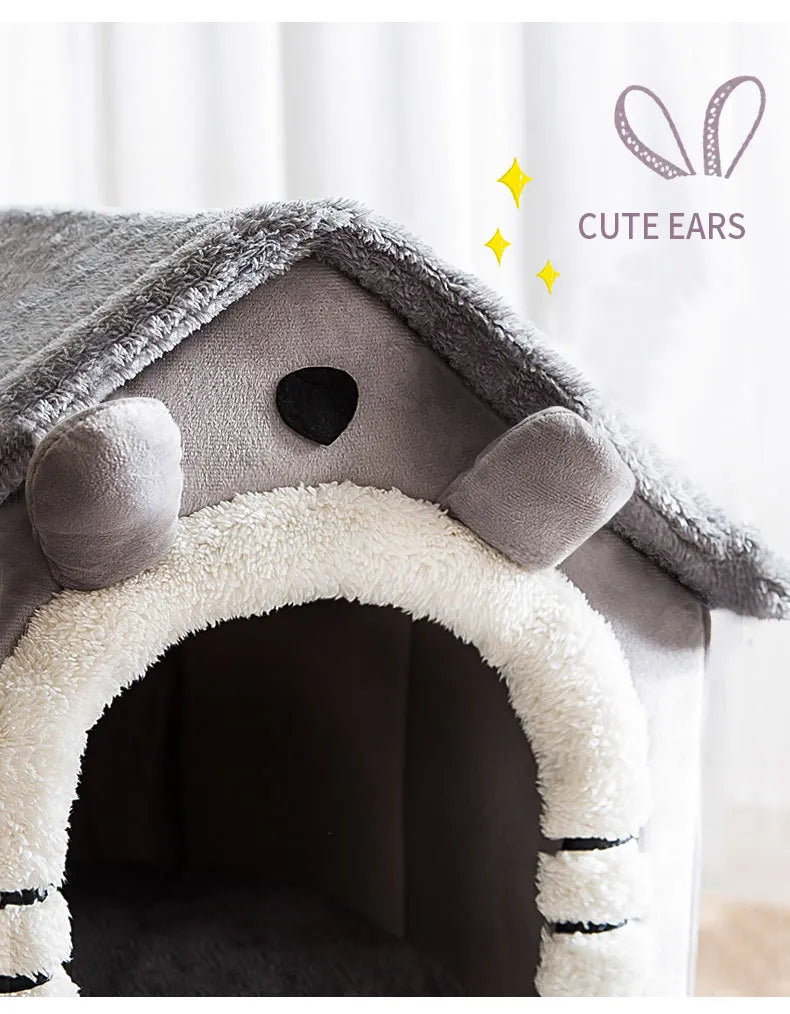 Soft Cat Bed Deep Sleep House Dog Cat Winter House Removable Cushion Enclosed Pet Tent For Kittens Puppy Cama Gato Supplies