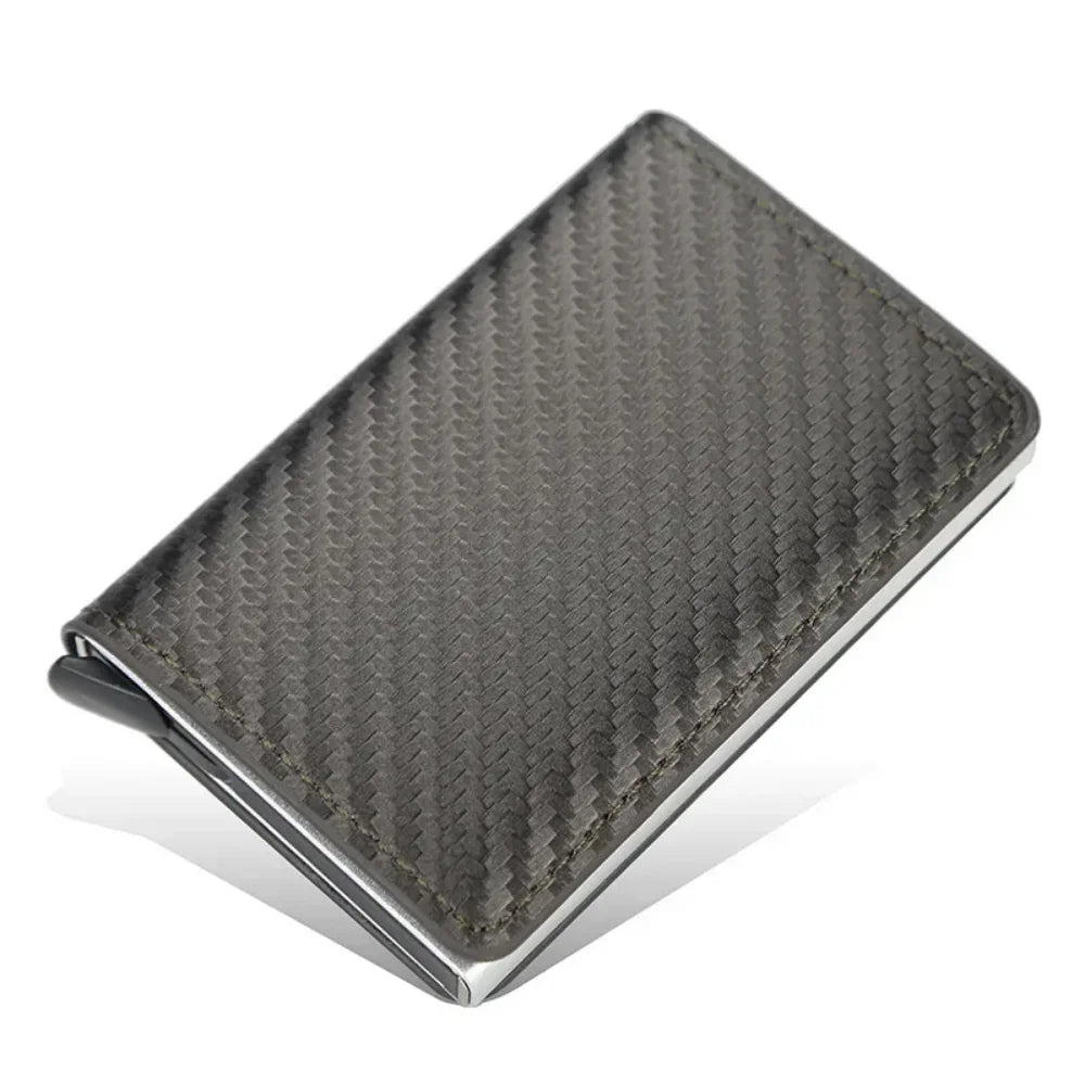 Credit Card Holder Men Wallet RFID Blocking Protected Aluminium Box PU leather Wallets with Money Clip Designer pasjeshouder Coffee Carbon Fiber3