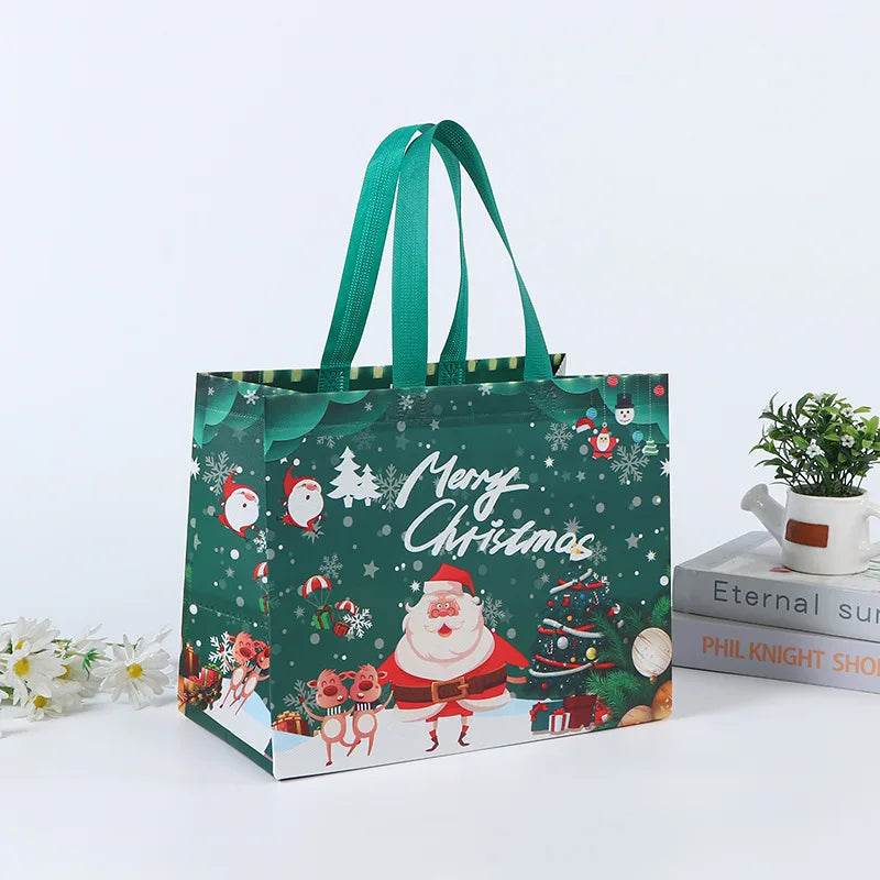 Merry Christmas Gift Bags Non-woven Santa Claus Snowman Handbag Xmas Holiday Party Supplies 2024 New Year Candy Gift Packaging 1