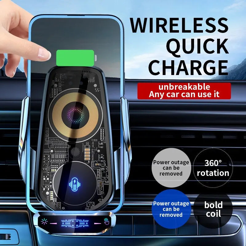 Car Wireless Charger Phone Holder Mount 15W Fast Charging Station For iPhone Samsung Xiaomi Auto Magnetic Wireless Car Chargers