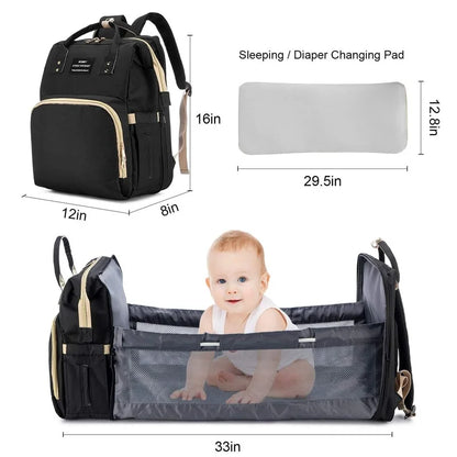 Foldable Baby Crib with Changing Pad Diaper Bag Backpack USB Interface Babies Bags Station pañaleras para