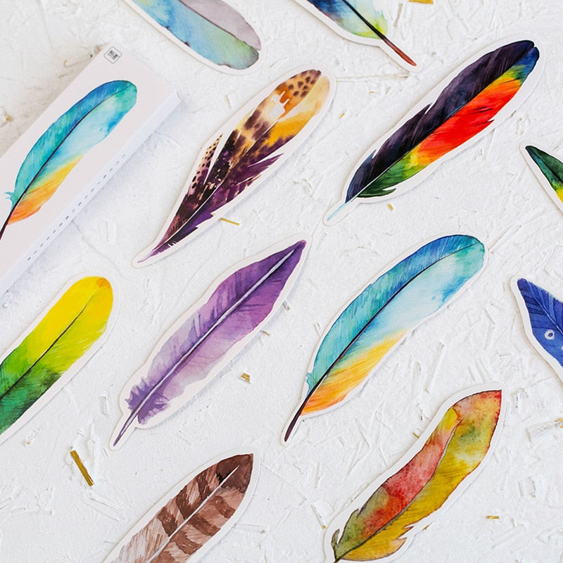 30 Pcs/Box Creative Colorful Feather Bookmark Cute Paper Stationery Bookmarks Book Clip Office Accessories School Supplies