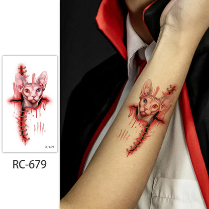 Halloween Waterproof Temporary Tattoos Paper For Men Women Boy Scar Wound Realistic Blood Injury Fash Tattoo Sticker RC-679