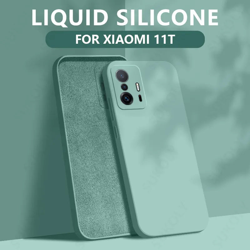 Liquid Silicone Case For Xiaomi Redmi Note 9 8 10 Pro 12 10s 9s 9T Poco X3 NFC M3 F3 X5 Mi 11T 10T 12T Pro Soft Back Cover Light Blue