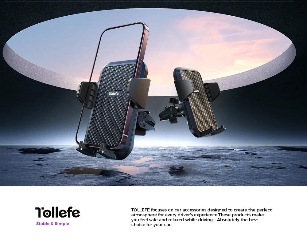 Tollefe Universal Car Phone Holder Military-Grade Protection Big Phone And Thick Cases Friendly Hands Free Air Vent Car Mount