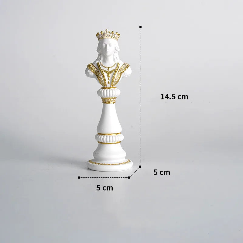 Resin Handicraft Chess Golden King Abstract Portrait Sculpture Chess Piece Decorative Figurines Room Decoration Accessories B