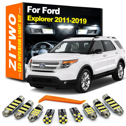 ZITWO 12Pcs LED Interior Dome Map Light Kit For Ford Explorer 2012 2013 2014 2015 2016 2017 2018 2019 Sunvisor Lamp Accessories